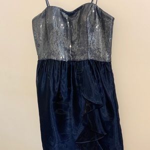 Navy Blue with Simmering Strapless Top